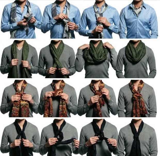 Завязываем шарфы красиво мужчине. Способы завязывания шарфов для мужчин. Способы завязывания мужского шарфа. Способы ношения шарфа мужчинам. Способы повязки шарфа для мужчин.