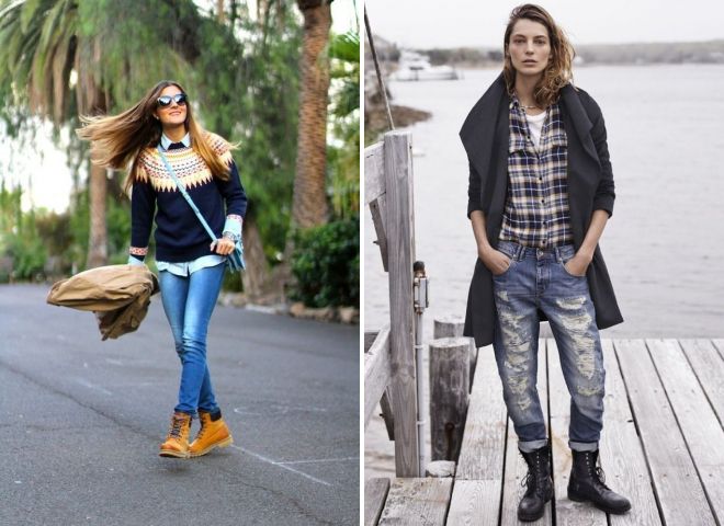 Как носить зимние ботинки с джинсами женщинам