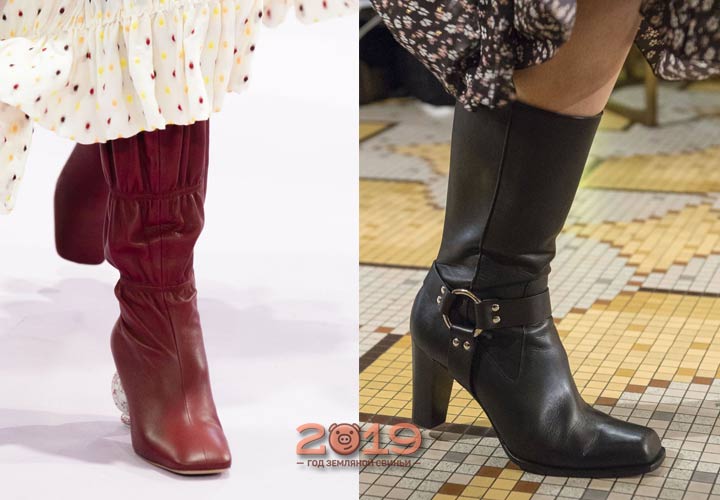 Сапоги с квадратным носком мода 2018-2019 года