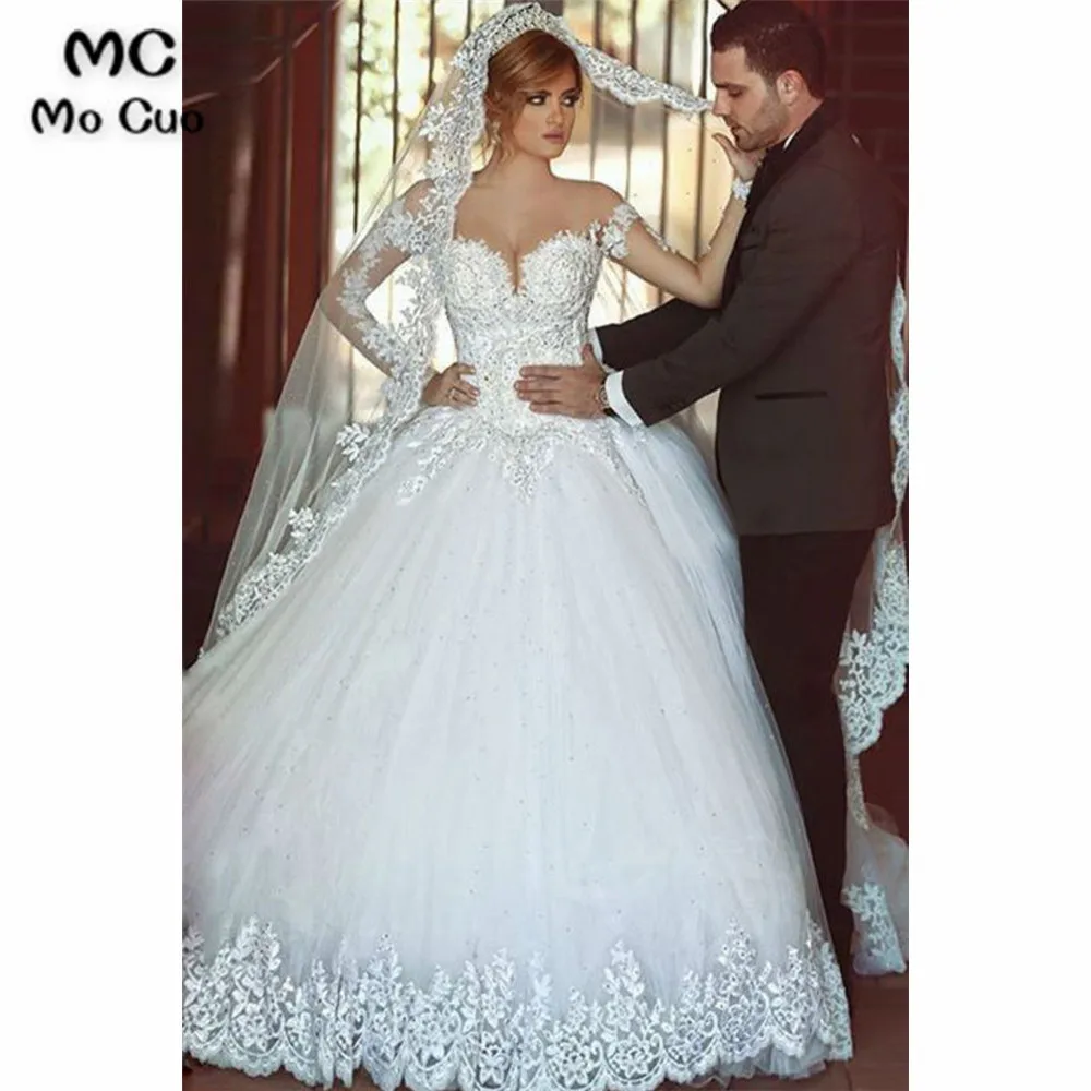 2019 Hot Wedding Dresses Sweetheart Ball Gown Tulle With Applique (3)