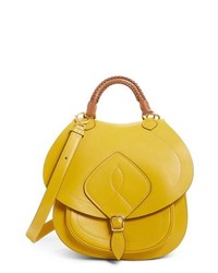 Желтая кожаная сумка-саквояж