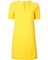 Желтое платье прямого кроя