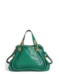 Зеленая кожаная сумка-саквояж