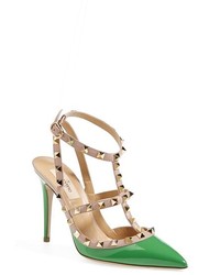 Зеленые кожаные туфли