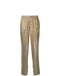Золотые брюки-галифе с принтом