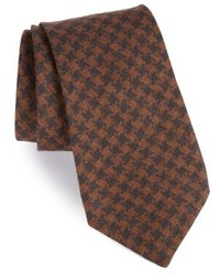 Коричневый шерстяной галстук с узором "гусиные лапки"