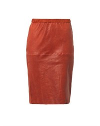 Красная кожаная юбка-карандаш
