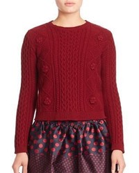 Красный вязаный вязаный свитер