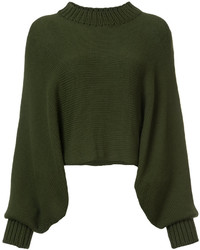 Оливковый свободный свитер