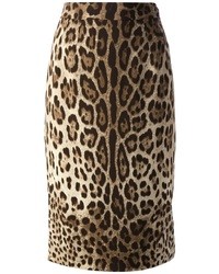 Светло-коричневая юбка-карандаш с леопардовым принтом
