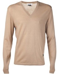 Светло-коричневый свитер с v-образным вырезом