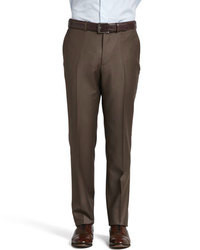 Темно-коричневые шерстяные классические брюки