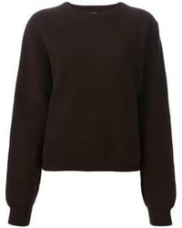 Темно-коричневый свитер с круглым вырезом
