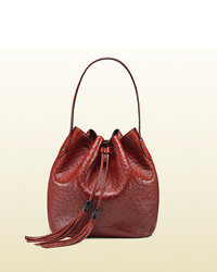 Темно-красная кожаная сумка-мешок