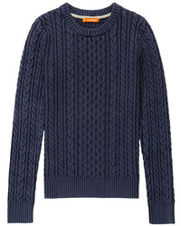 Темно-синий вязаный свитер