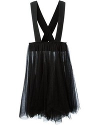 Черная юбка-миди из фатина со складками