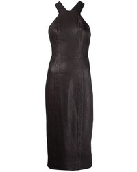 Черное кожаное облегающее платье