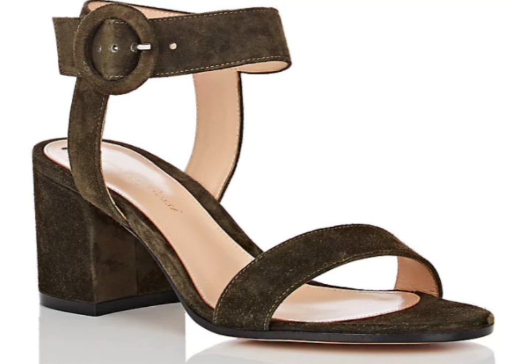 Gianvito Rossi Block-Heel Suede Sandals