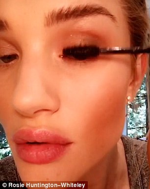 The model then swept Insta Lash mascara, which costs £15.00, along her lashes