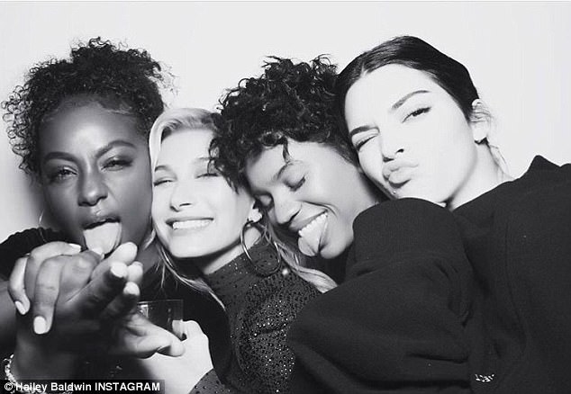 Gal pals! The starlet also shared spirited shots, captioning a picture of herself with Justine Skye, Renell Medrano and Kendall Jenner (left to right) 