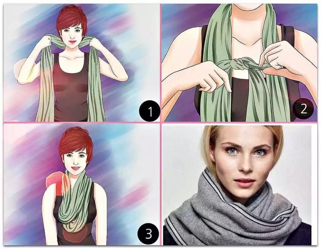 Как завязывать шарф с пальто без воротника
