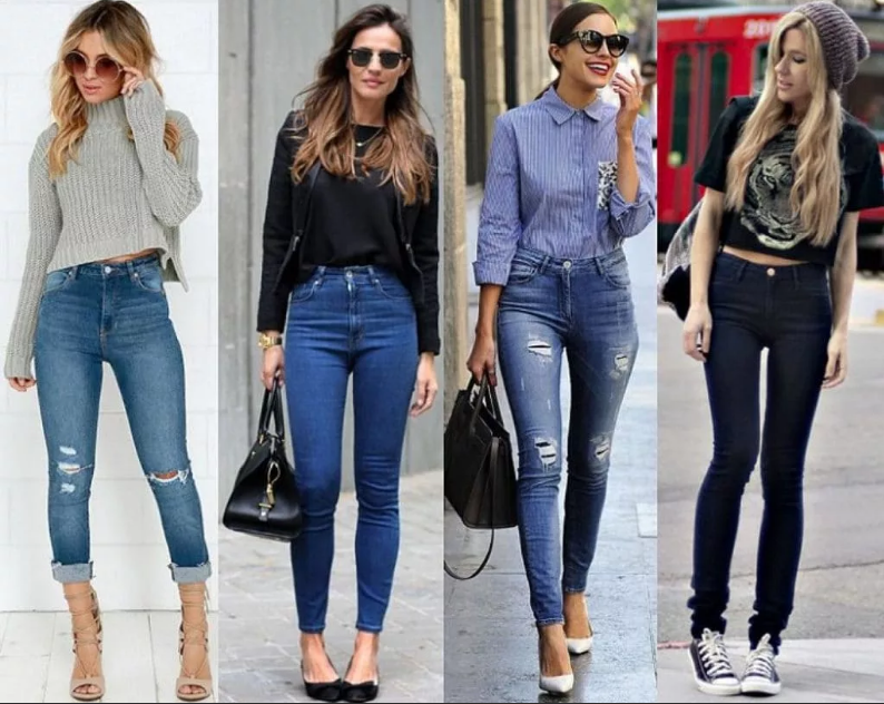 джинсы узкие кэжуал стиль