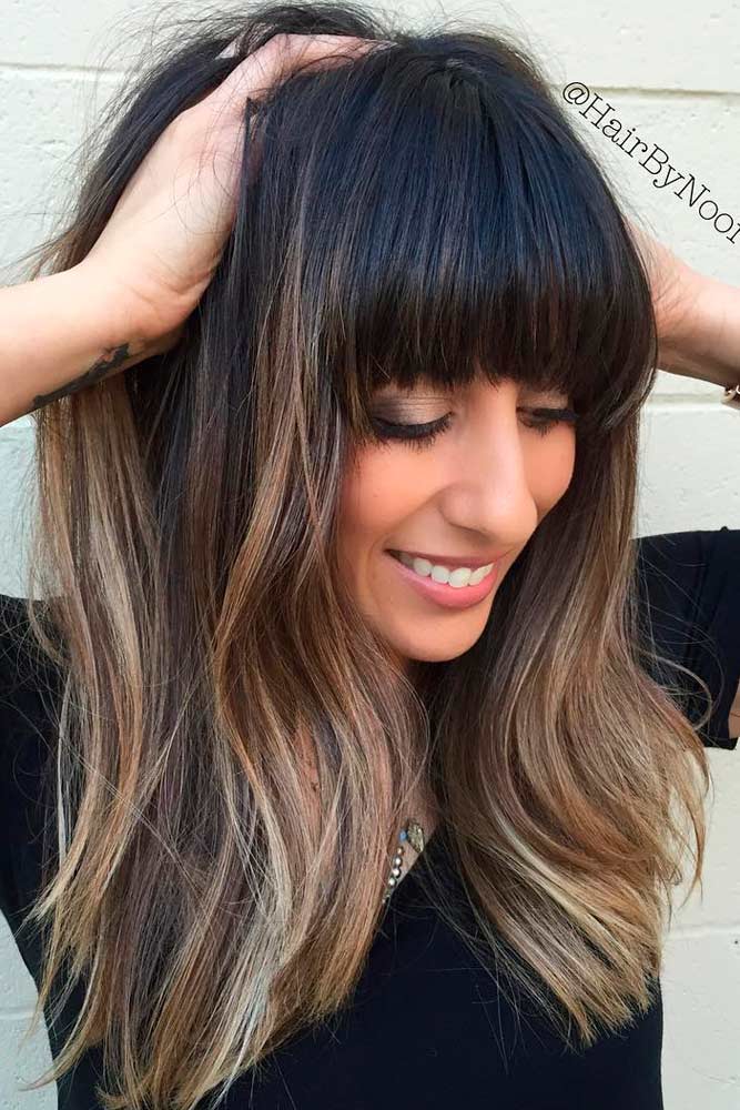 Thick Long Hairstyles With Bangs
