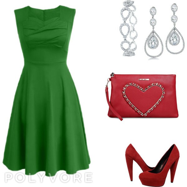 Зеленое платье с акссесуарами