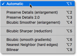 The image interpolation methods in Photoshop