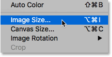 Choosing the Image Size command in Photoshop