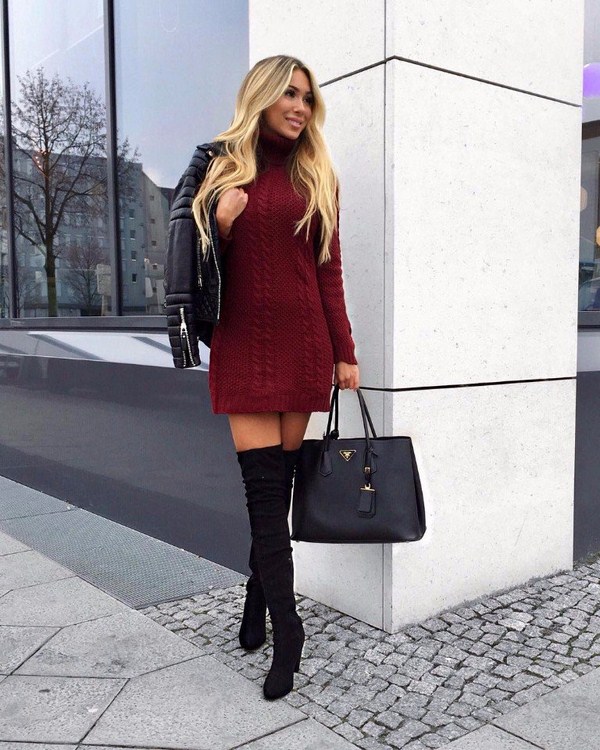 Стильные трикотажные платья осень-зима 2019-2020: фото идеи луков