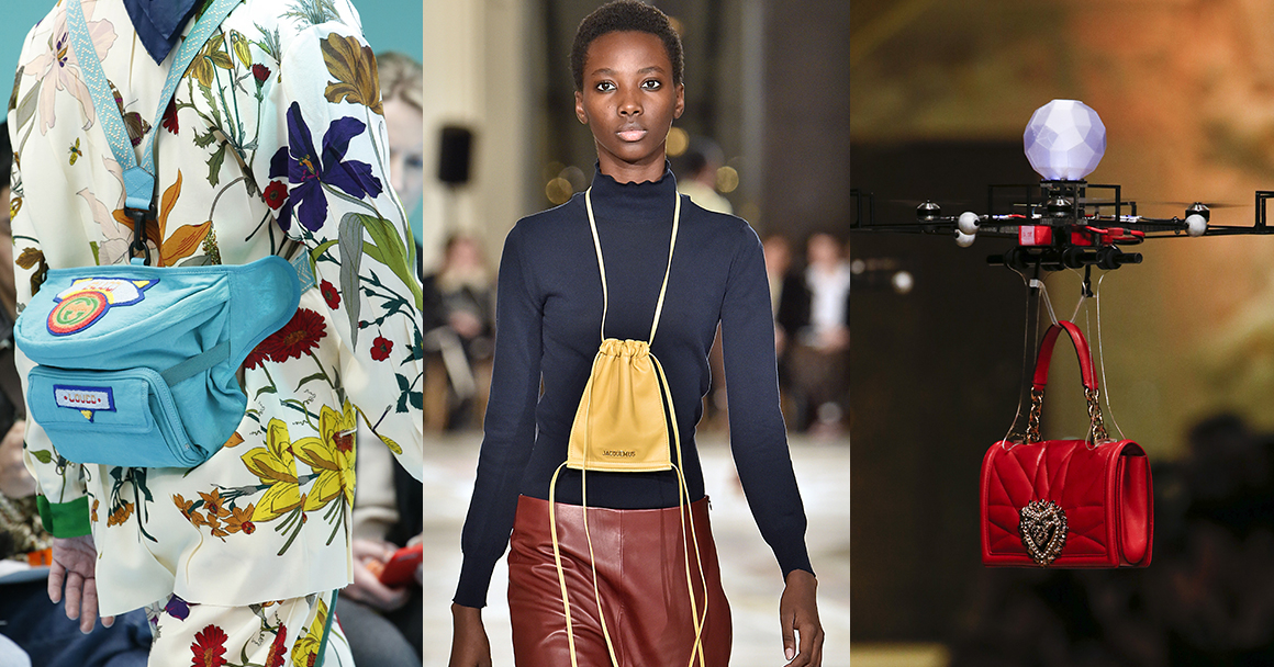 Модные сумки 2018 фото женские: слева направо Gucci, Jacquemus, D&G
