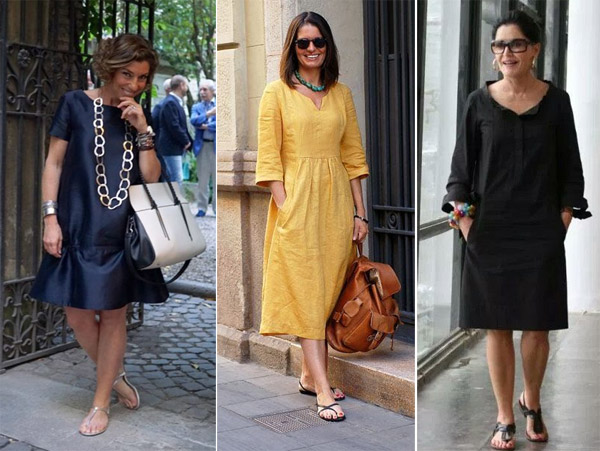 Повседневные платья на модницах в возрасте 40-50 лет