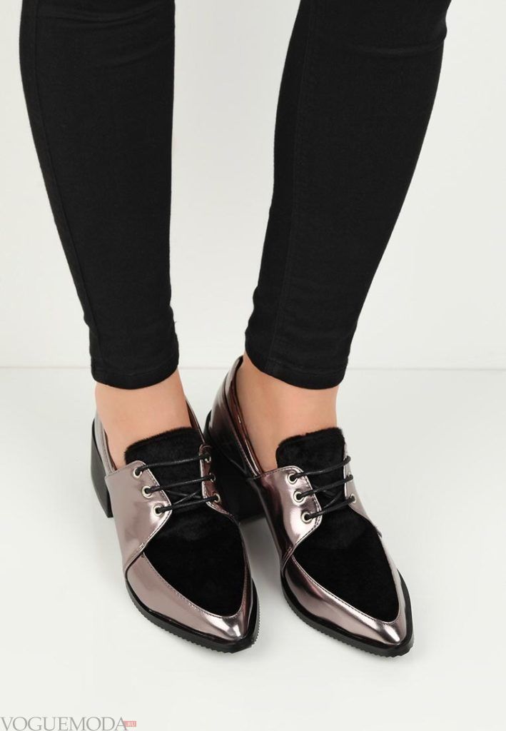 женские комбинированные туфли серебристый металлик