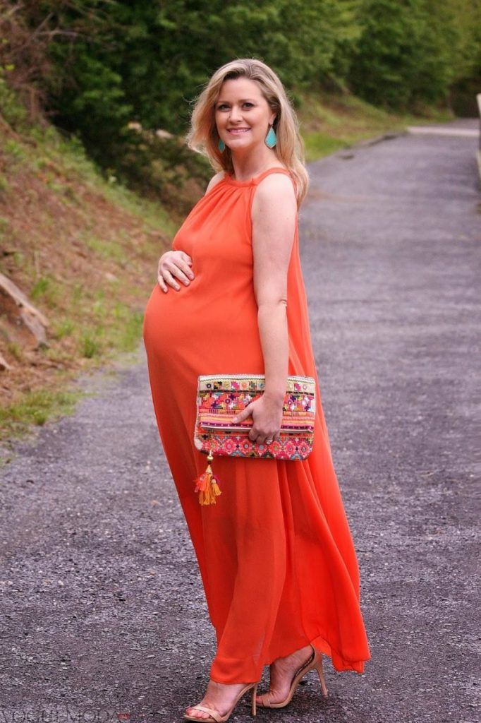  яркое платье макси для беременных