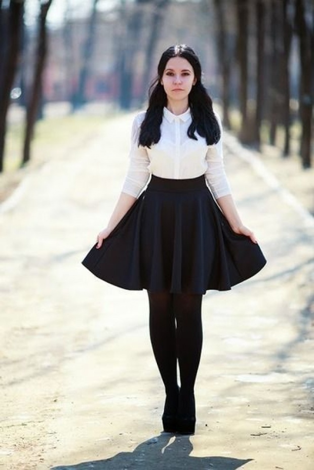Черная с белым юбка