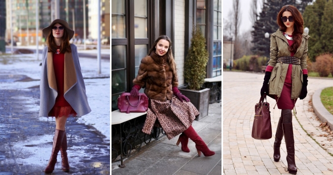 Бордовые сапоги – с чем сочетаются сапоги бордового цвета?