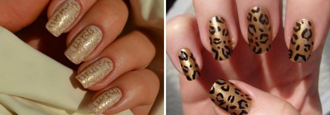 маникюр на длинные ногти с золотом