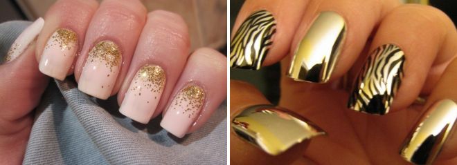 золотой маникюр 2017