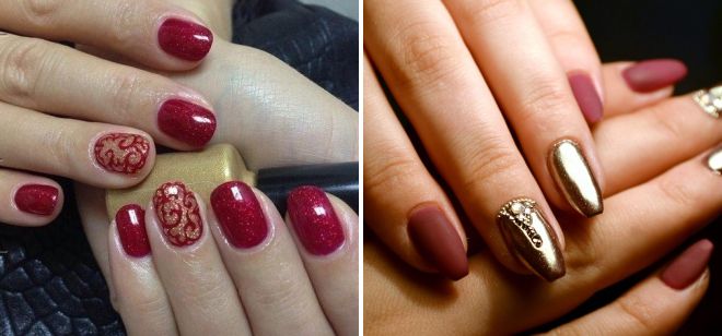 маникюр красный с золотым 2017 маникюр красный с золотым 2017