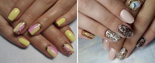 маникюр в золотых тонах 2017 года