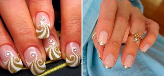 маникюр золотой френч