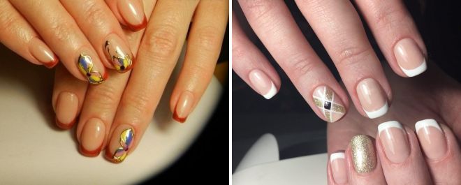 французский маникюр с золотом 2017