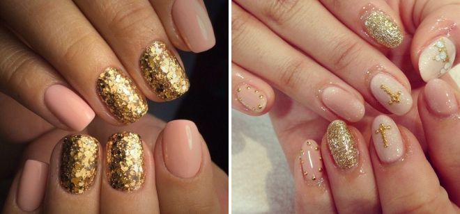 маникюр с золотом 2017