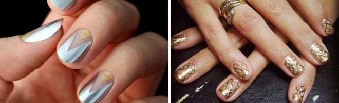 маникюр с золотом на короткие ногти
