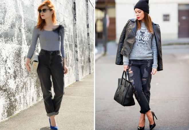 с чем носить черные джинсы-бойфренды с чем носить черные джинсы-бойфренды