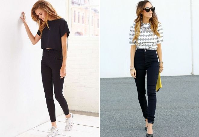 с чем носить завышенные черные джинсы с чем носить завышенные черные джинсы
