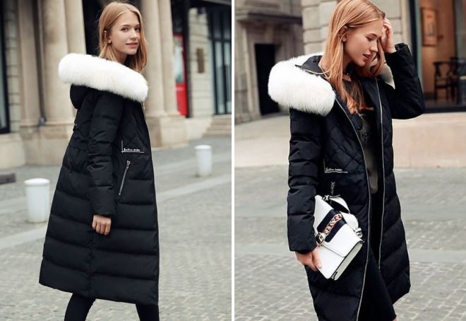 Черный пуховик с мехом Черный пуховик с мехом