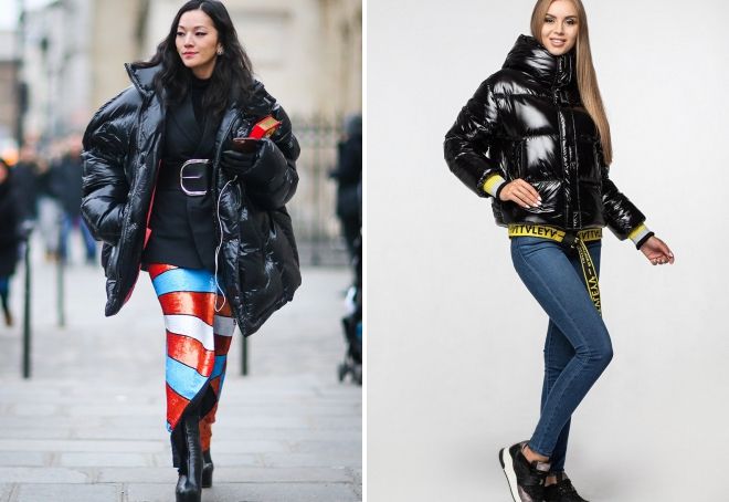 Черный виниловый пуховик Черный виниловый пуховик