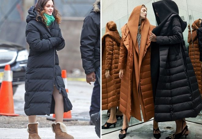 Длинный черный пуховик Длинный черный пуховик